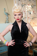 Pin-up Neckholder-Top aus schwarzem Samt