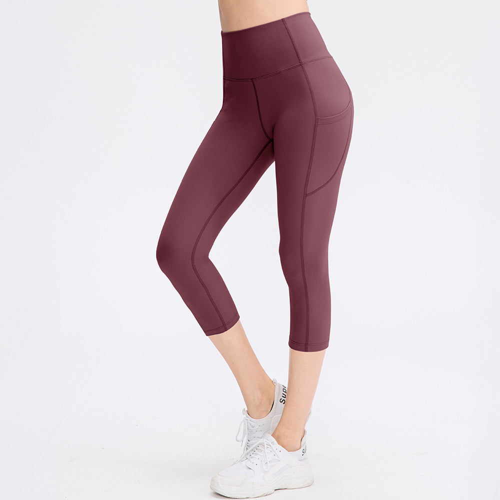 Damensporthose mit Handytasche, elastisch, Skinny, für den Sport, mit hoher Taille