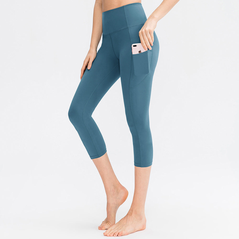 Damensporthose mit Handytasche, elastisch, Skinny, für den Sport, mit hoher Taille