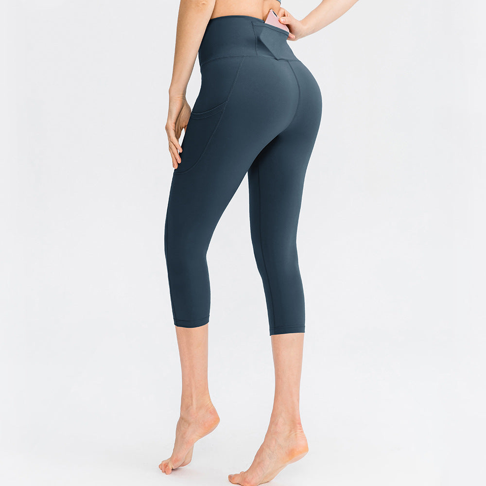 Damensporthose mit Handytasche, elastisch, Skinny, für den Sport, mit hoher Taille