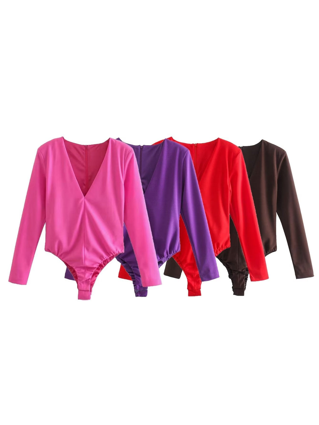 Vêtements Femme Sexy Quatre Couleurs Col Plongeant Profond Épaulettes Rembourrées Body Moulant Intérieur