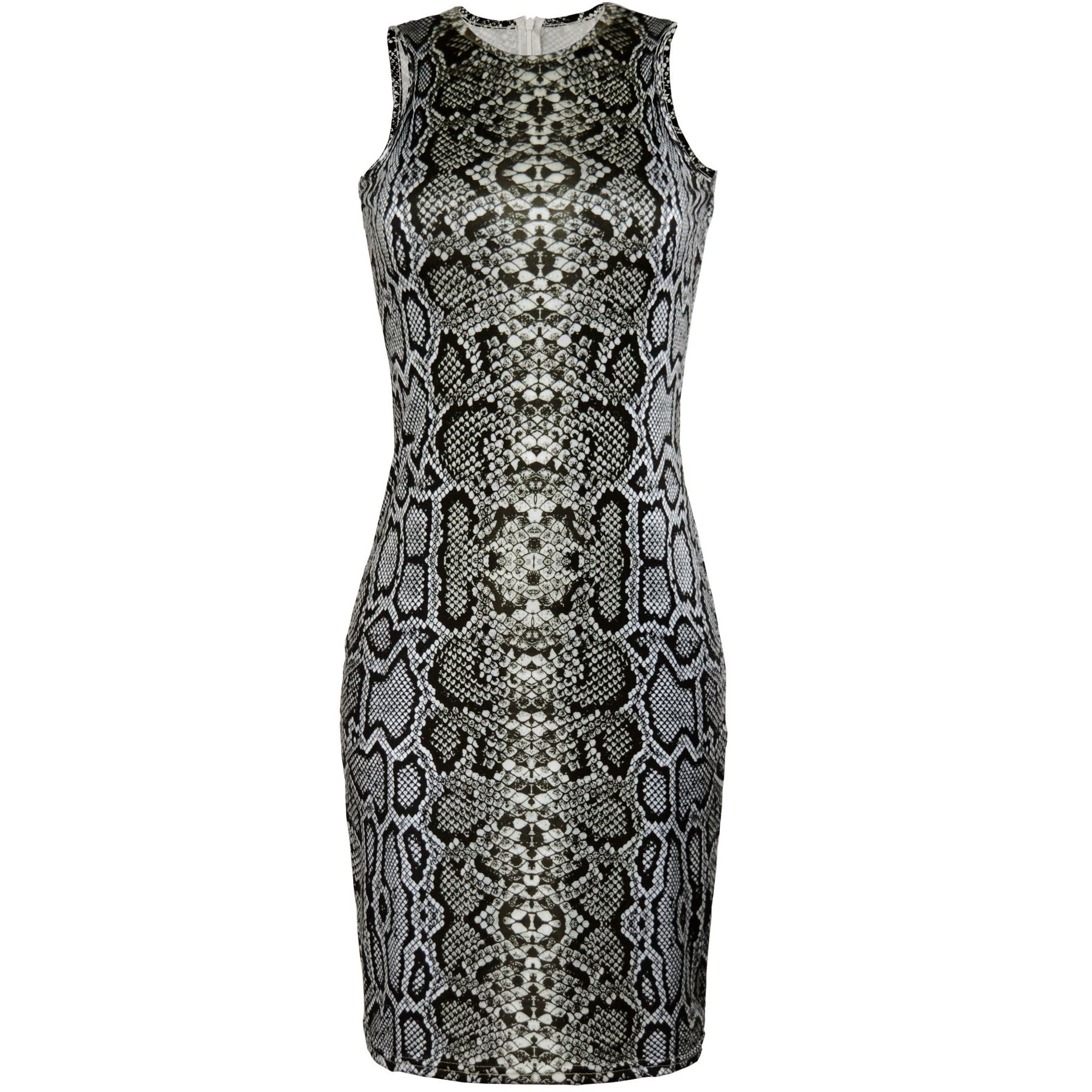 Robe moulante sans manches à imprimé serpent sexy pour femme