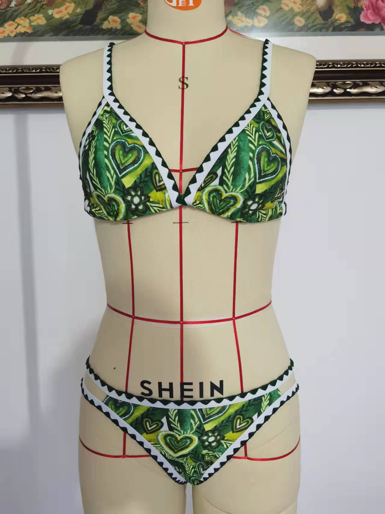 Damen-Bikinis, floral bedruckt, Bikinis mit Einfassung, hoch geschnittener Badeanzug, Damen-Push-up-Bademode mit niedriger Taille, Conjunto Biquinis Feminino