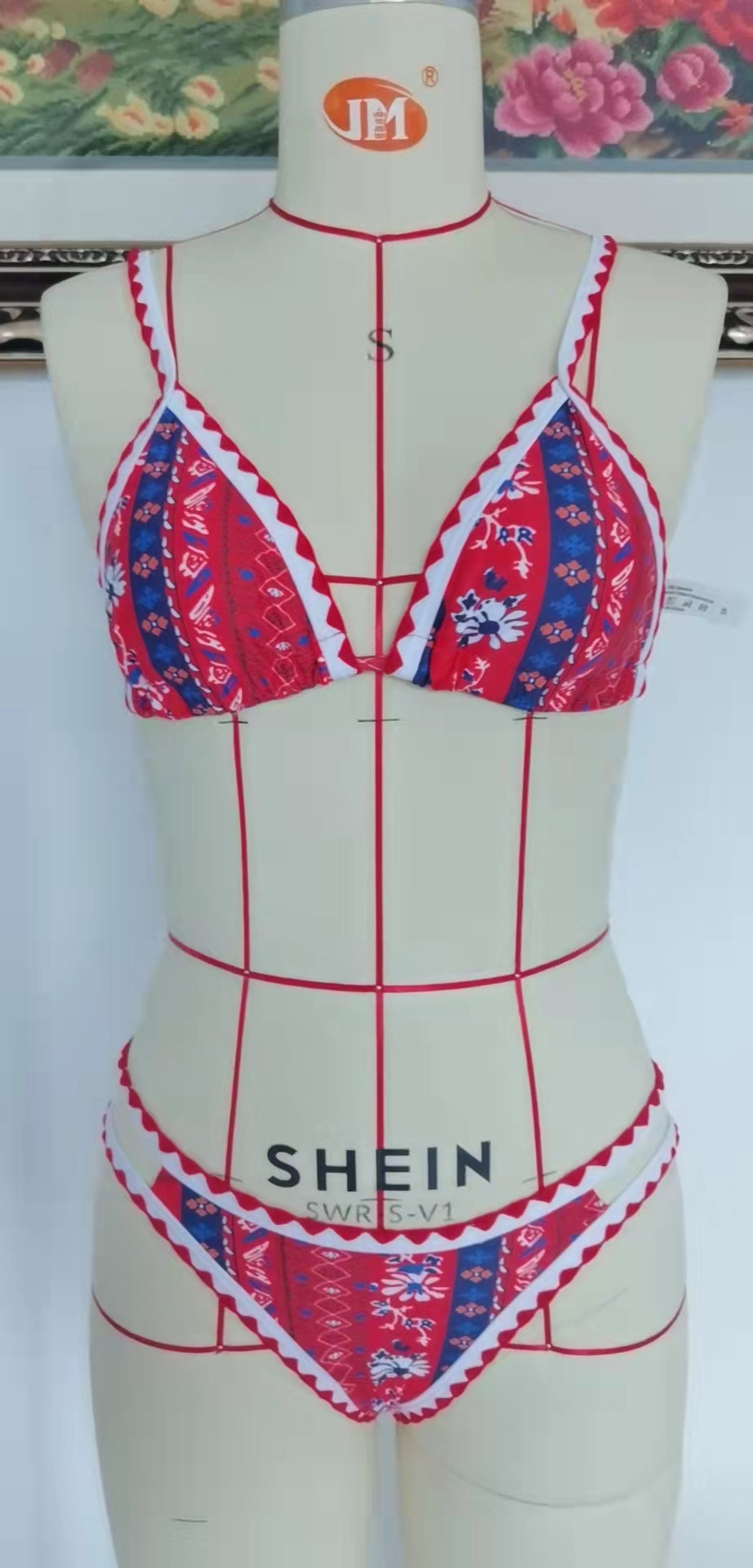Damen-Bikinis, floral bedruckt, Bikinis mit Einfassung, hoch geschnittener Badeanzug, Damen-Push-up-Bademode mit niedriger Taille, Conjunto Biquinis Feminino