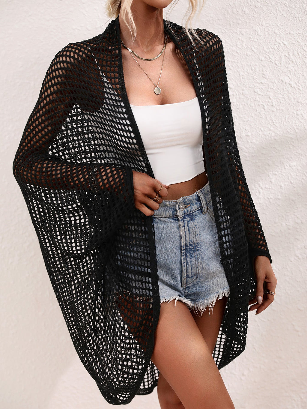 Sommer Frühling Sommer Aushöhlen Strand Meer Urlaub Strickbluse Damen Strickmode