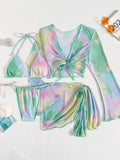 Damen Split Bikini Tie Dye Drei- oder Vierteiliges Set Sexy Bikini