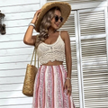 Femmes Été Vacances Sans Manches Gland Frange Uni Crop Top Crochet