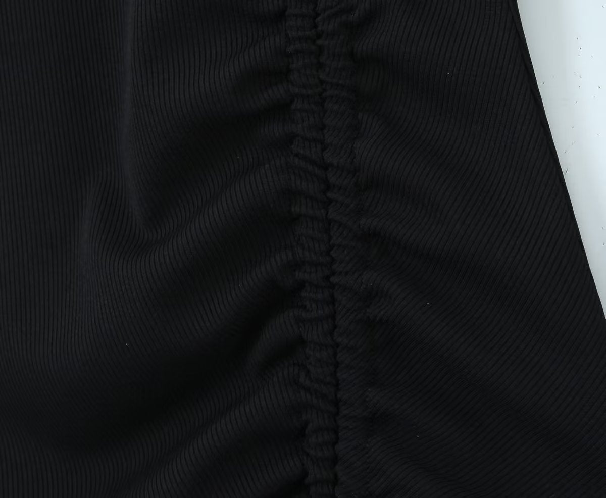 Damenbekleidung Frühling Sexy hohle Kordelzug-Spitzenstrickkleid Hüftkleid