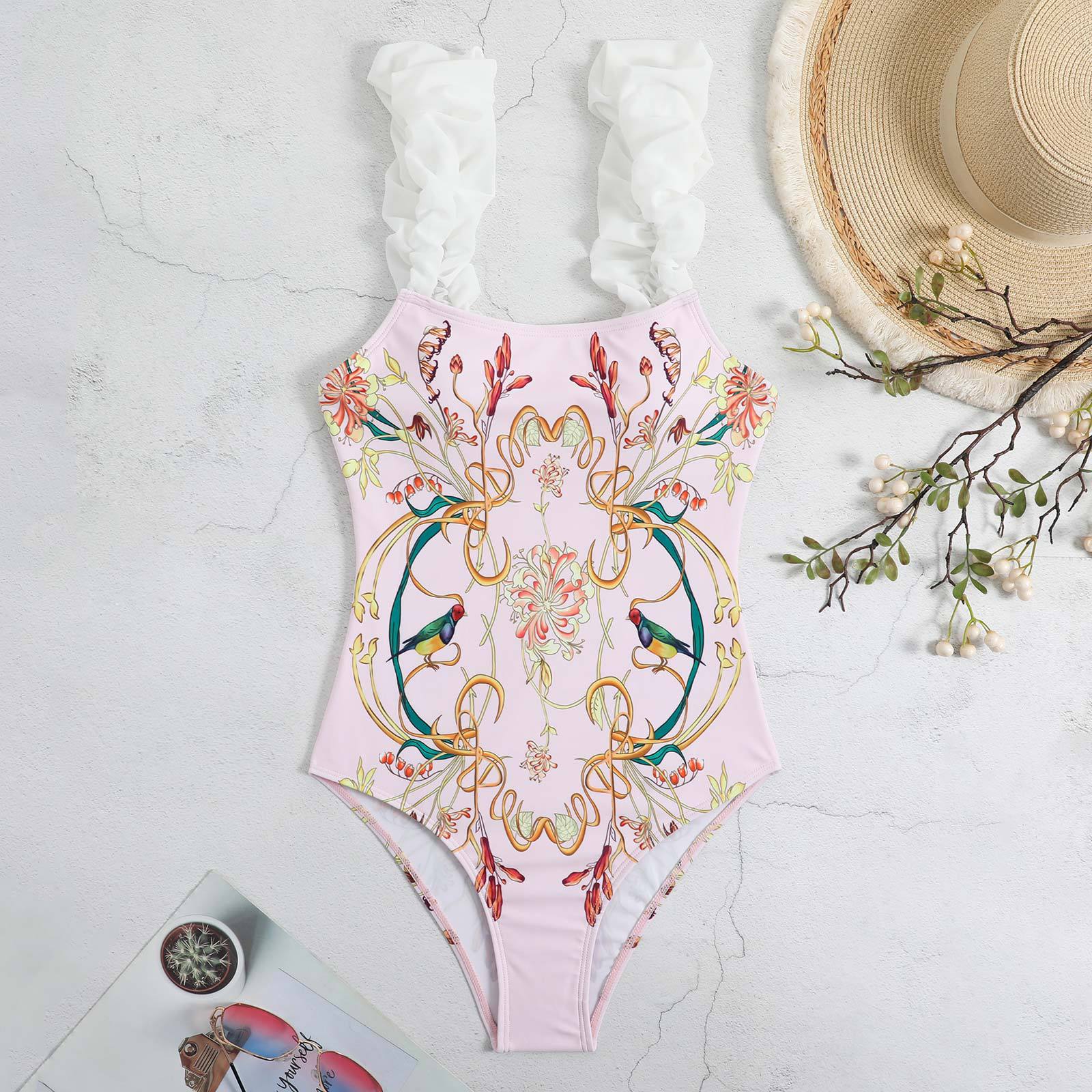 Maillot de bain une pièce pour femme Rétro Cache-ventre Amincissant Robe de plage en mousseline