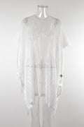Sommer Mid-Length V-Ausschnitt Aushöhlung Ausschnitt Quaste Strandbekleidung Urlaubsshirt Küsten-Sonnenschutz