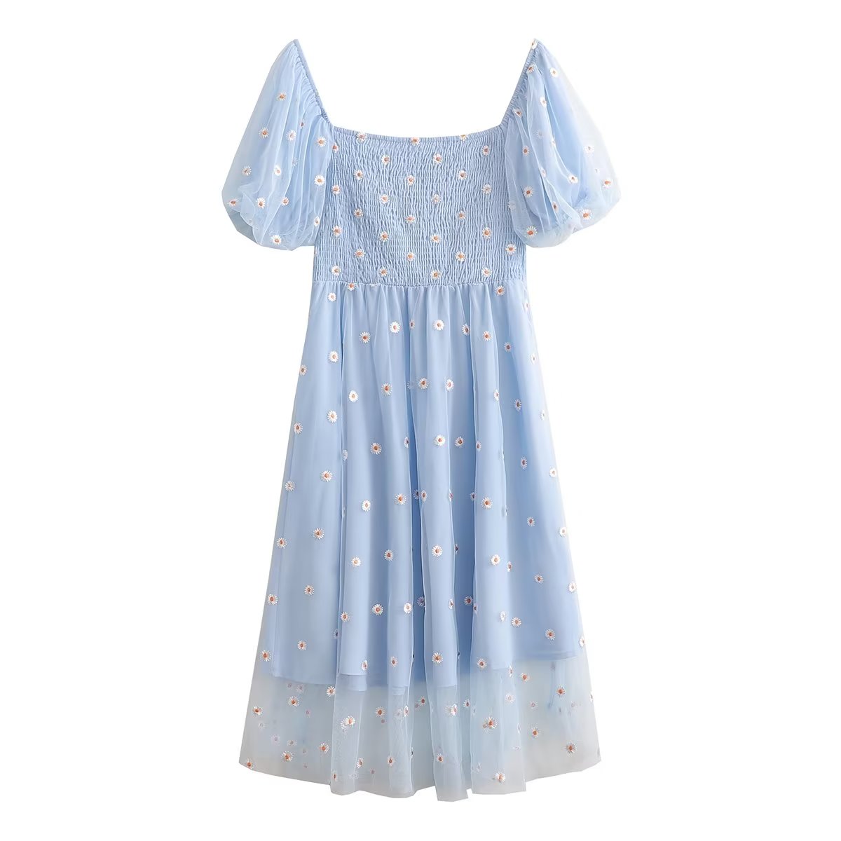 Damen Schwarzes lockeres Büro-Polka-Midi-Kleid mit hoher Taille