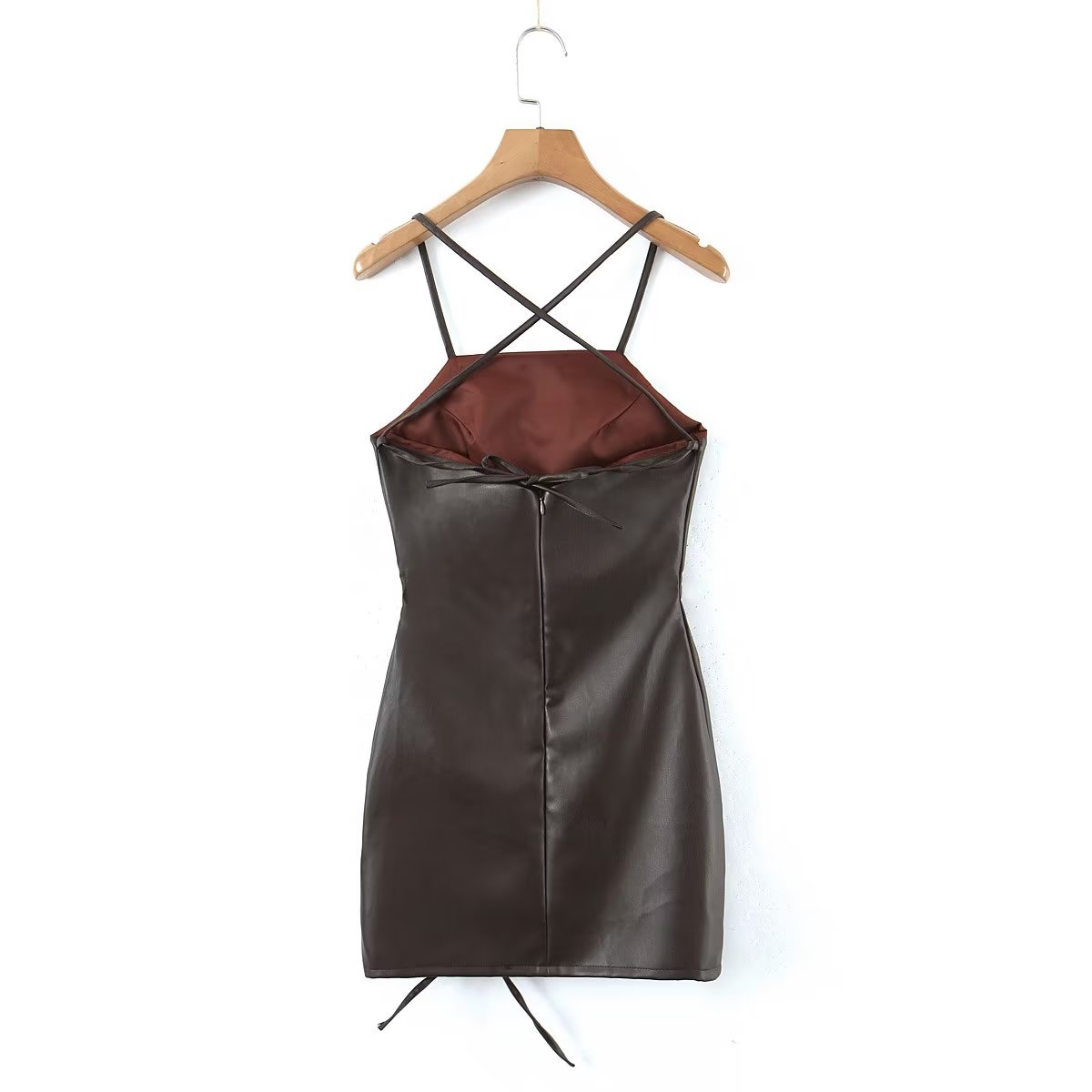 Robe bustier en similicuir à fronces latérales pour femme, sexy, coupe hanche, printemps
