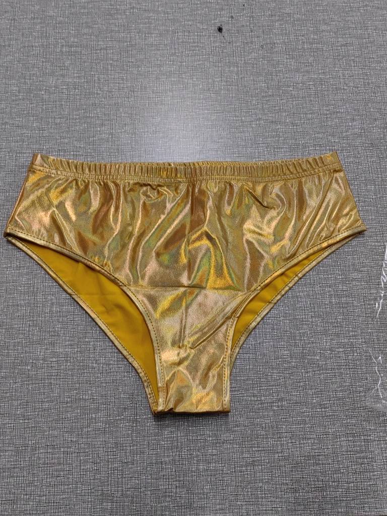Shorts triangle métalliques sexy pour femme, colorés, brillants, en cuir, maillots de bain, leggings laser holographiques
