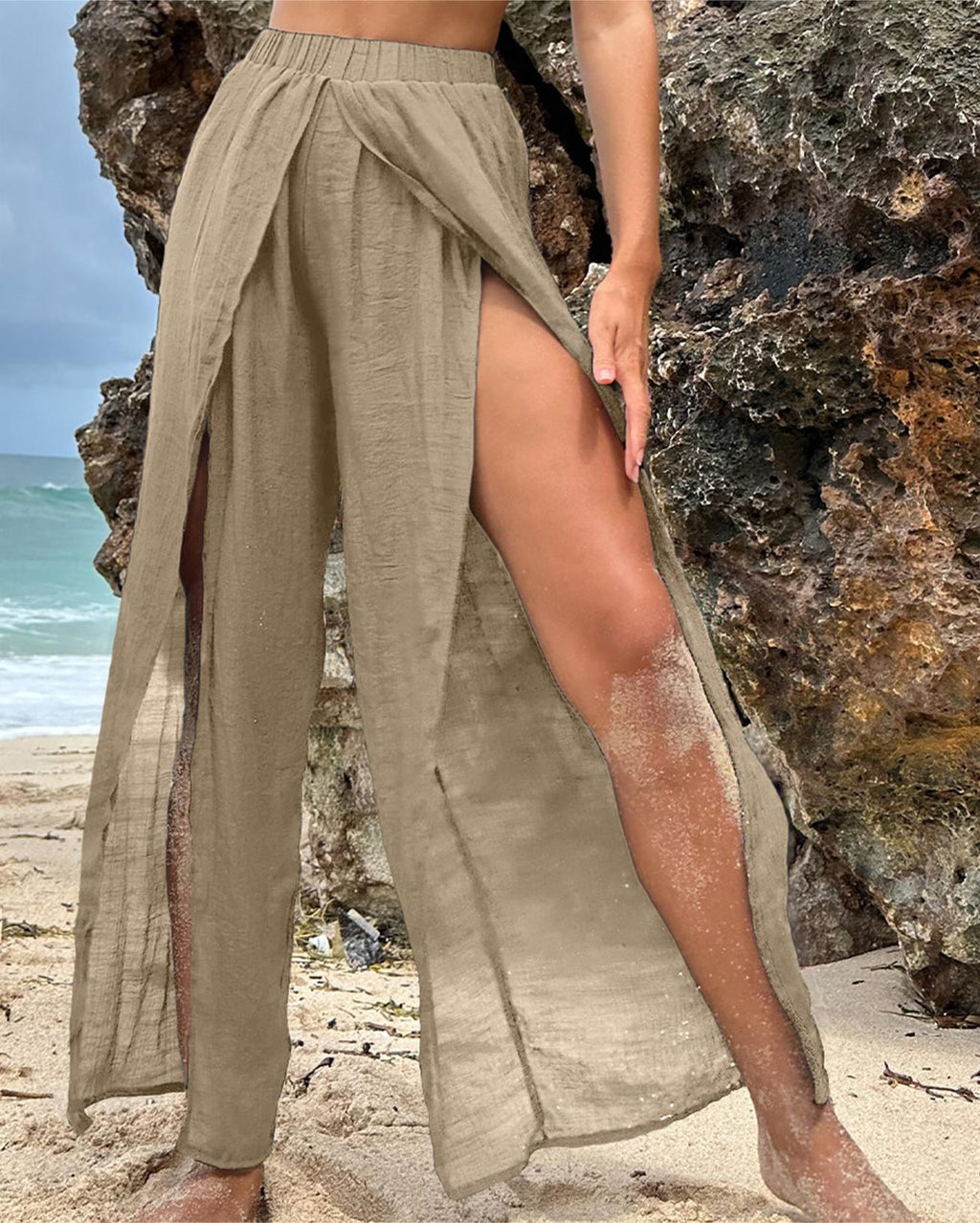Paréo de plage en mousseline décontracté, anti-UV, jupe sexy, pantalon de plage style coréen
