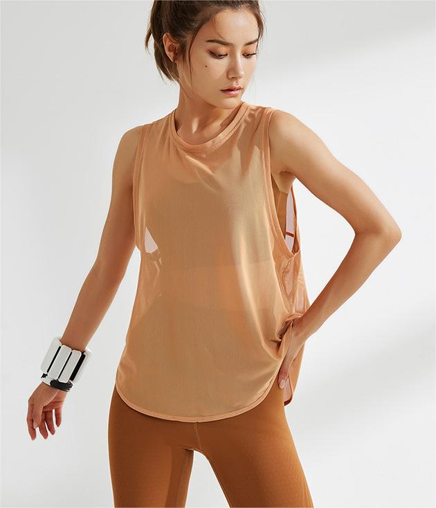 Chemisier sport respirant en maille pour femme, course, entraînement, séchage rapide, T-shirt sans manches, gilet, vêtement de yoga, haut