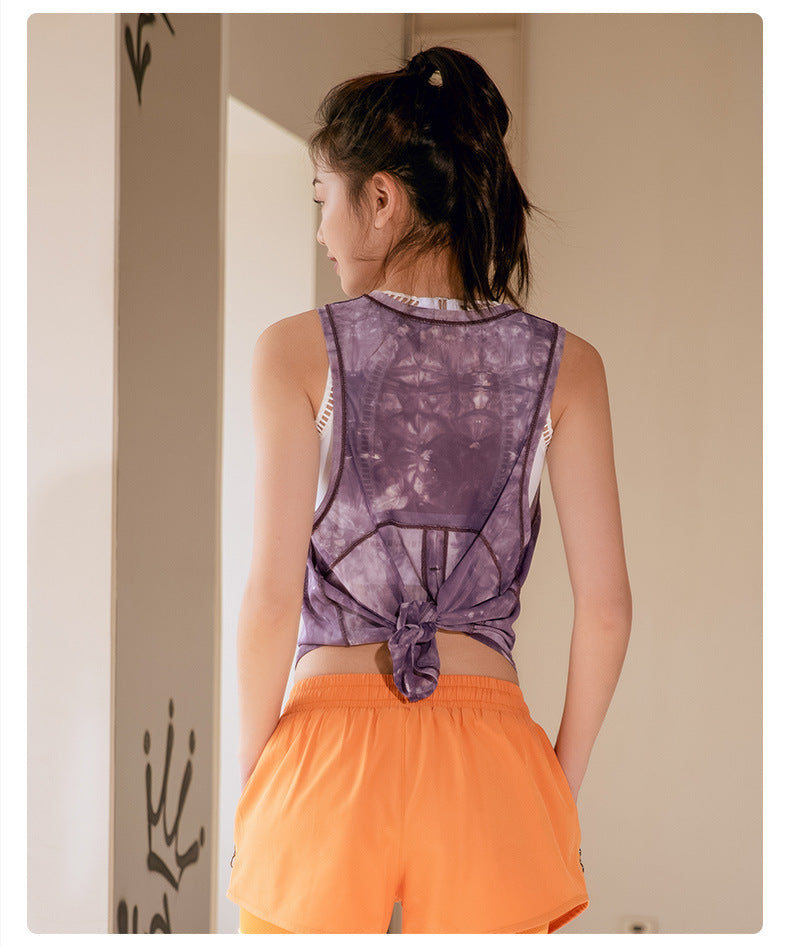 Chemisier sport respirant en maille pour femme, course, entraînement, séchage rapide, T-shirt sans manches, gilet, vêtement de yoga, haut