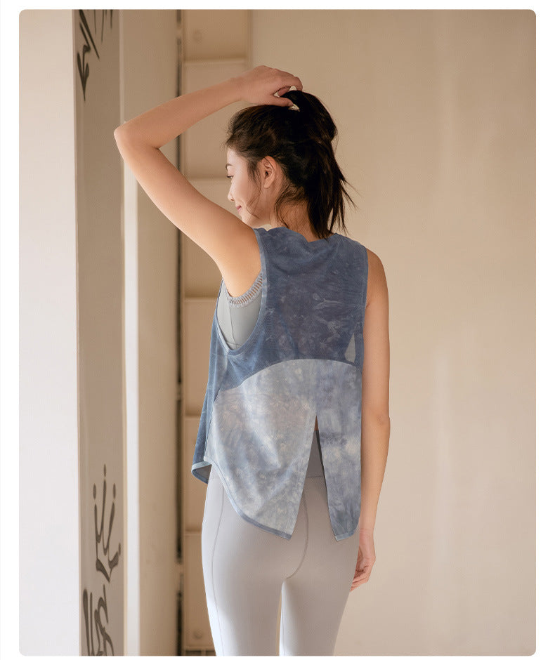 Chemisier sport respirant en maille pour femme, course, entraînement, séchage rapide, T-shirt sans manches, gilet, vêtement de yoga, haut