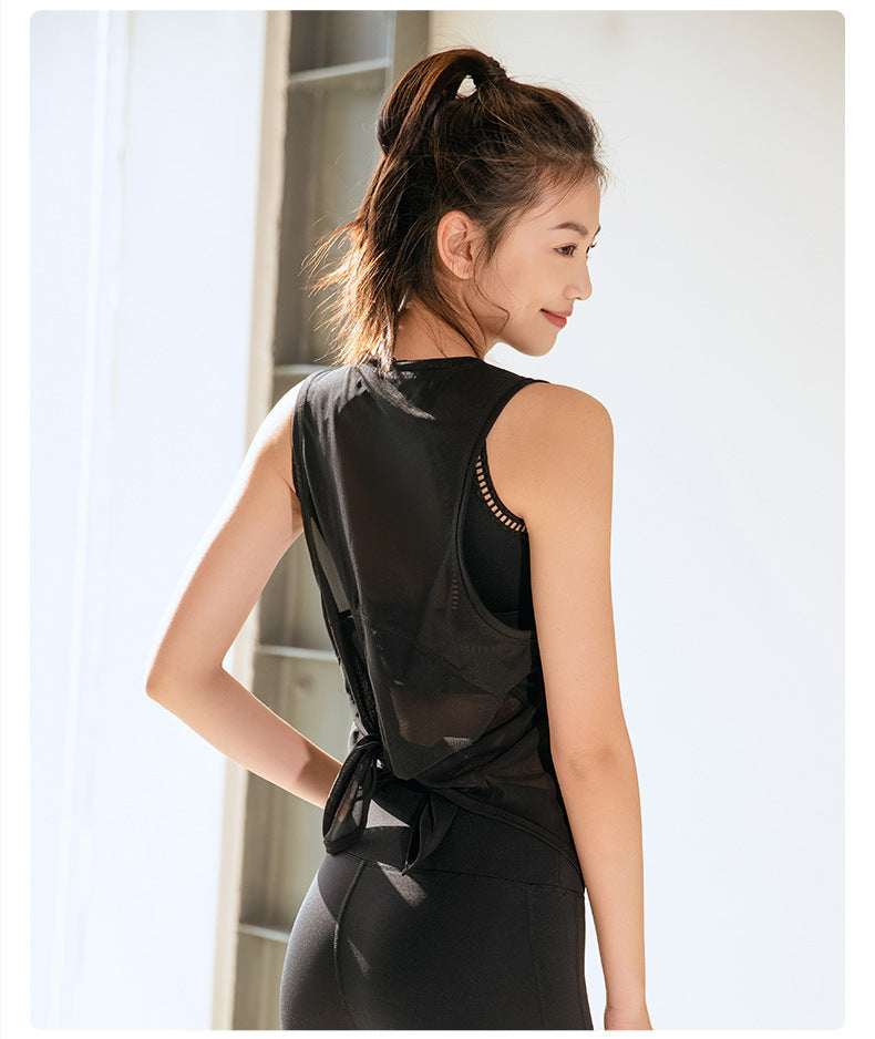 Chemisier sport respirant en maille pour femme, course, entraînement, séchage rapide, T-shirt sans manches, gilet, vêtement de yoga, haut