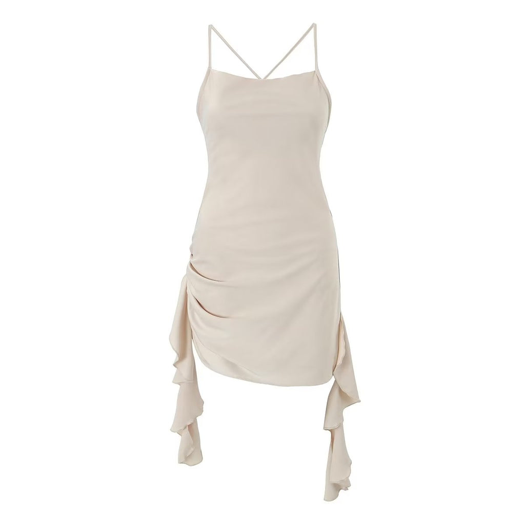 Frühling Sexy Rückenfrei V-Ausschnitt Dreidimensionales Blumenband Eng Anliegendes Sexy Kleid