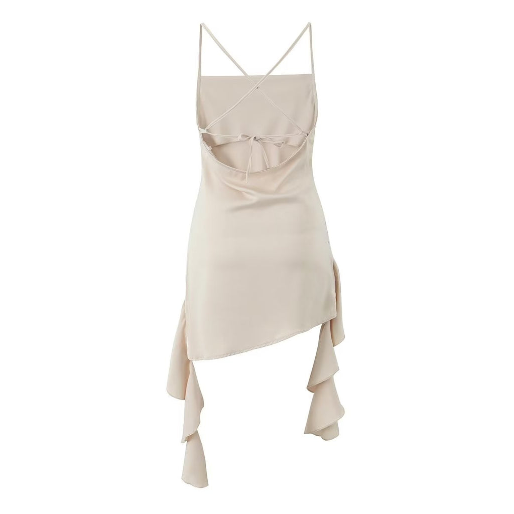Frühling Sexy Rückenfrei V-Ausschnitt Dreidimensionales Blumenband Eng Anliegendes Sexy Kleid