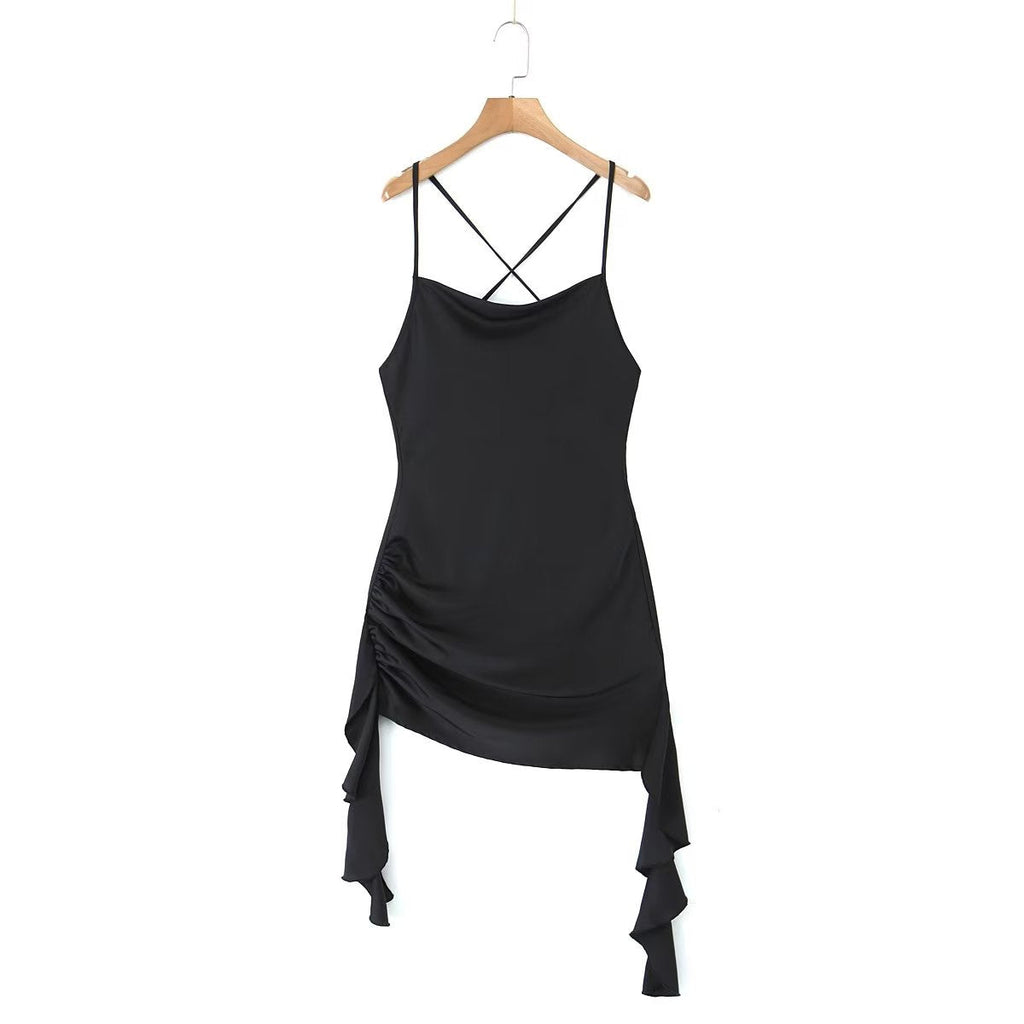 Frühling Sexy Rückenfrei V-Ausschnitt Dreidimensionales Blumenband Eng Anliegendes Sexy Kleid