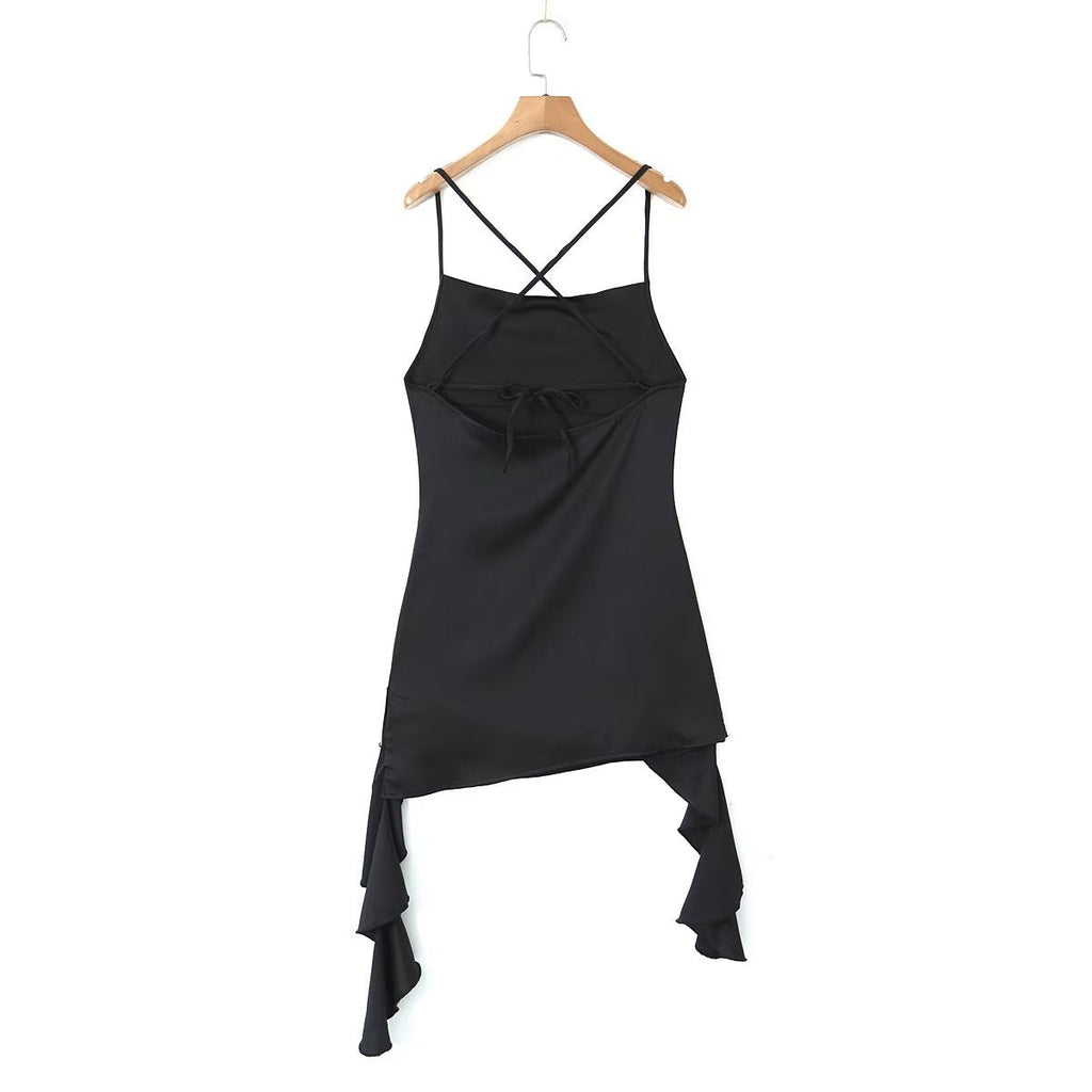 Frühling Sexy Rückenfrei V-Ausschnitt Dreidimensionales Blumenband Eng Anliegendes Sexy Kleid