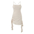 Frühling Sexy Rückenfrei V-Ausschnitt Dreidimensionales Blumenband Eng Anliegendes Sexy Kleid