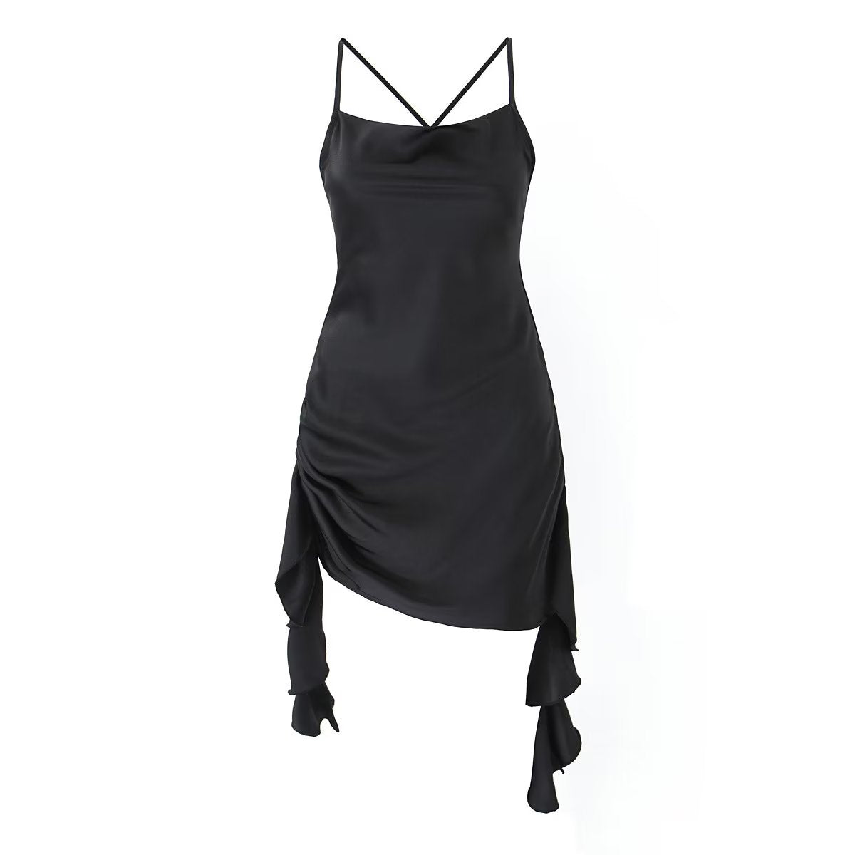 Frühling Sexy Rückenfrei V-Ausschnitt Dreidimensionales Blumenband Eng Anliegendes Sexy Kleid
