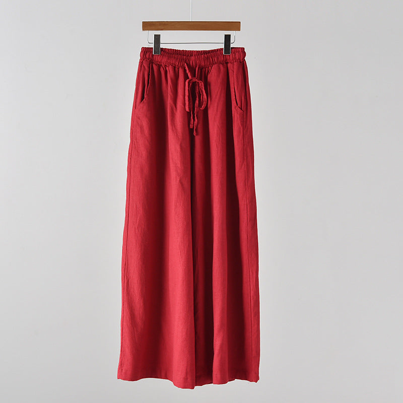 Frühling Sommer Baumwolle Leinen Damen Künstlerisch Stonewashed Damen Yogahosen Leinen Lässige Weite Hosen