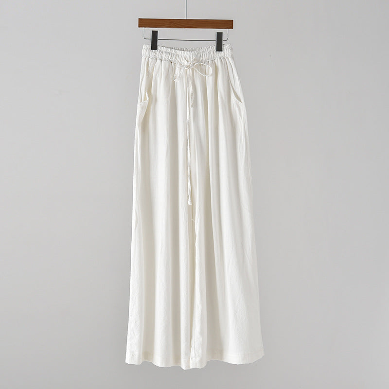 Frühling Sommer Baumwolle Leinen Damen Künstlerisch Stonewashed Damen Yogahosen Leinen Lässige Weite Hosen