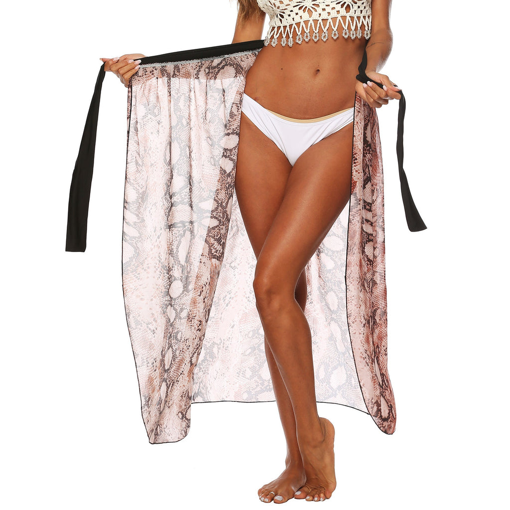 Liquidation vêtements femme robe imprimée irrégulière asymétrique en mousseline avec lacets pour la plage sexy