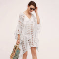 Baumwolle Hollow Out Cutout Pullover Frühling Urlaub Locker Bikini Cover Up Badeanzug Bluse Strand Sonnenschutz Kleidung Häkelnadel