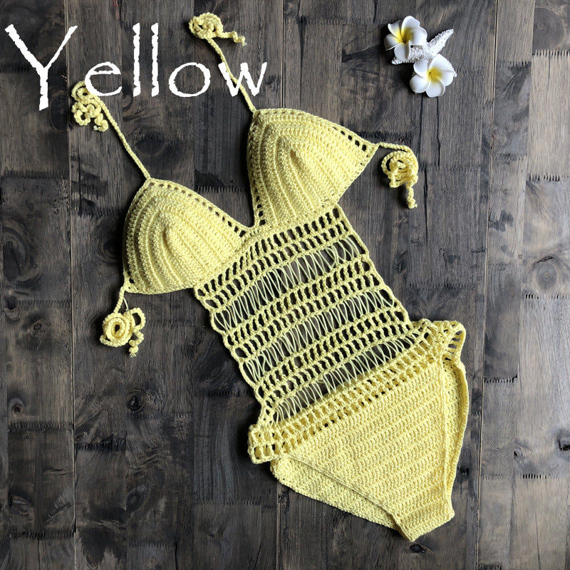 Maillot de bain une pièce licou tissé à la main sexy, ajouré, découpé, maillot de bain allemand pour femme