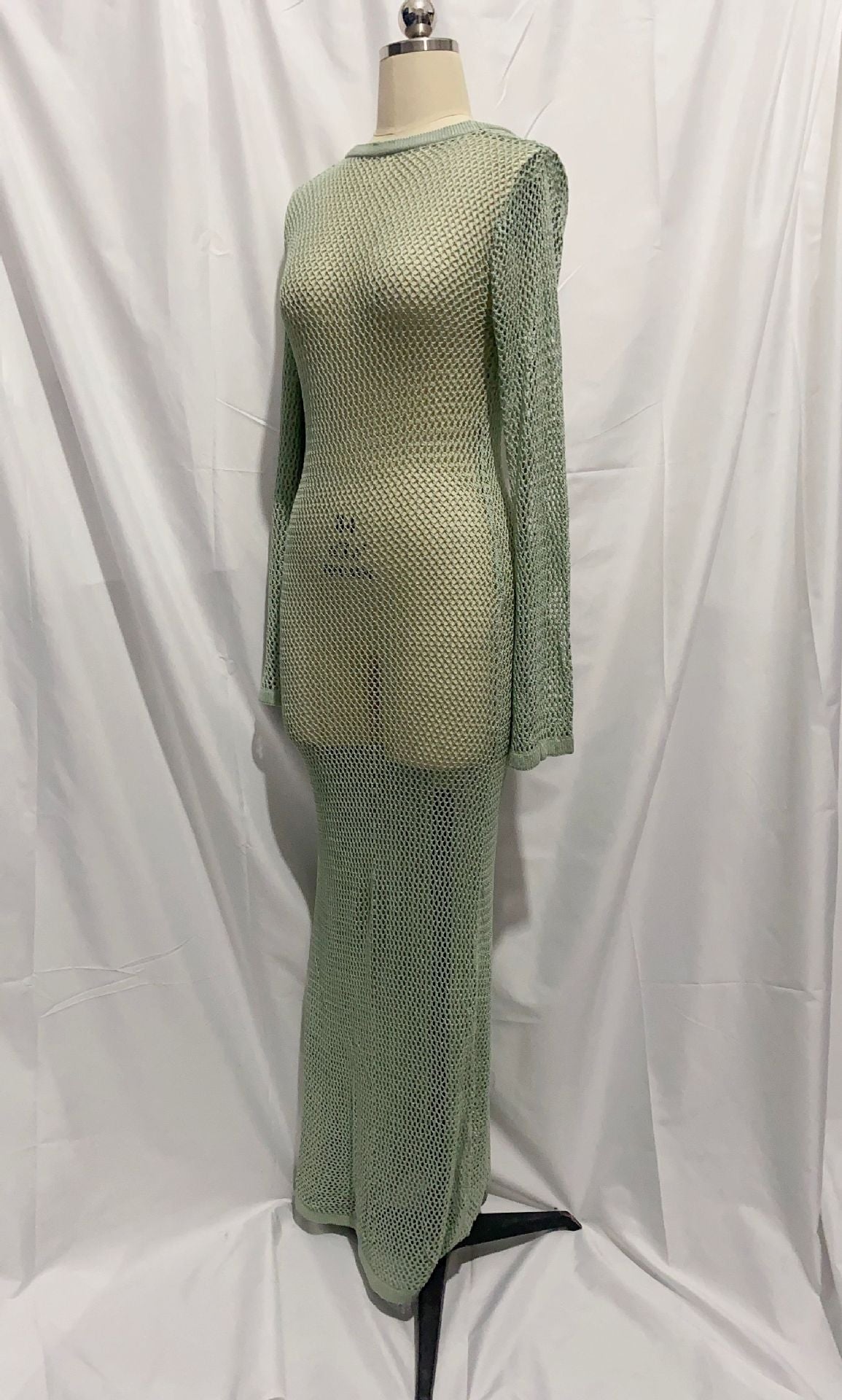 Ensemble haut court et jupe en maille à manches longues ajouré, sexy, lacé, idéal pour la plage.
