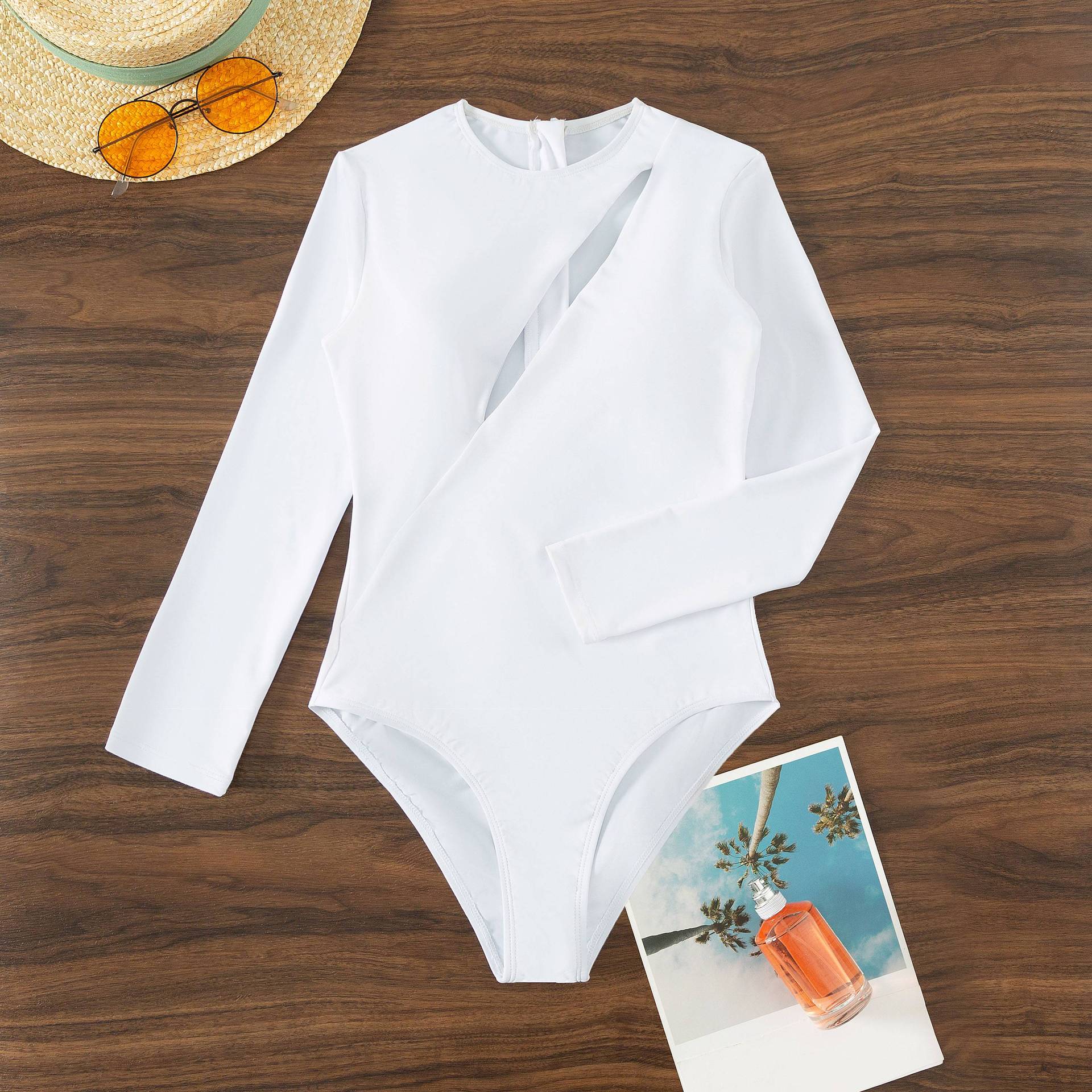Vêtement Maillot de Bain Une Pièce Femme Maillot de Bain Manches Longues Plage Surf Vacances