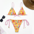 Badeanzug Bikini Damen Sexy Split Badeanzug Kleiner Blumen-Bikini