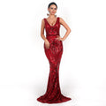 Robe de soirée pour femmes Col en V sexy sans manches Paillettes Géométrique Abstrait Vintage Dos nu Élégante Robe longue réfléchissante Robe de cérémonie