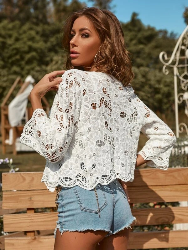 Damen Frühling und Sommer Lässiger Eleganter Häkel-Cardigan Häkelnadel