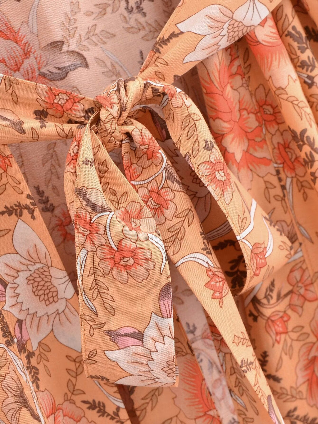 Rayon Bedruckter Cardigan Lockere Ärmel Kurzer Kimono zum Schnüren