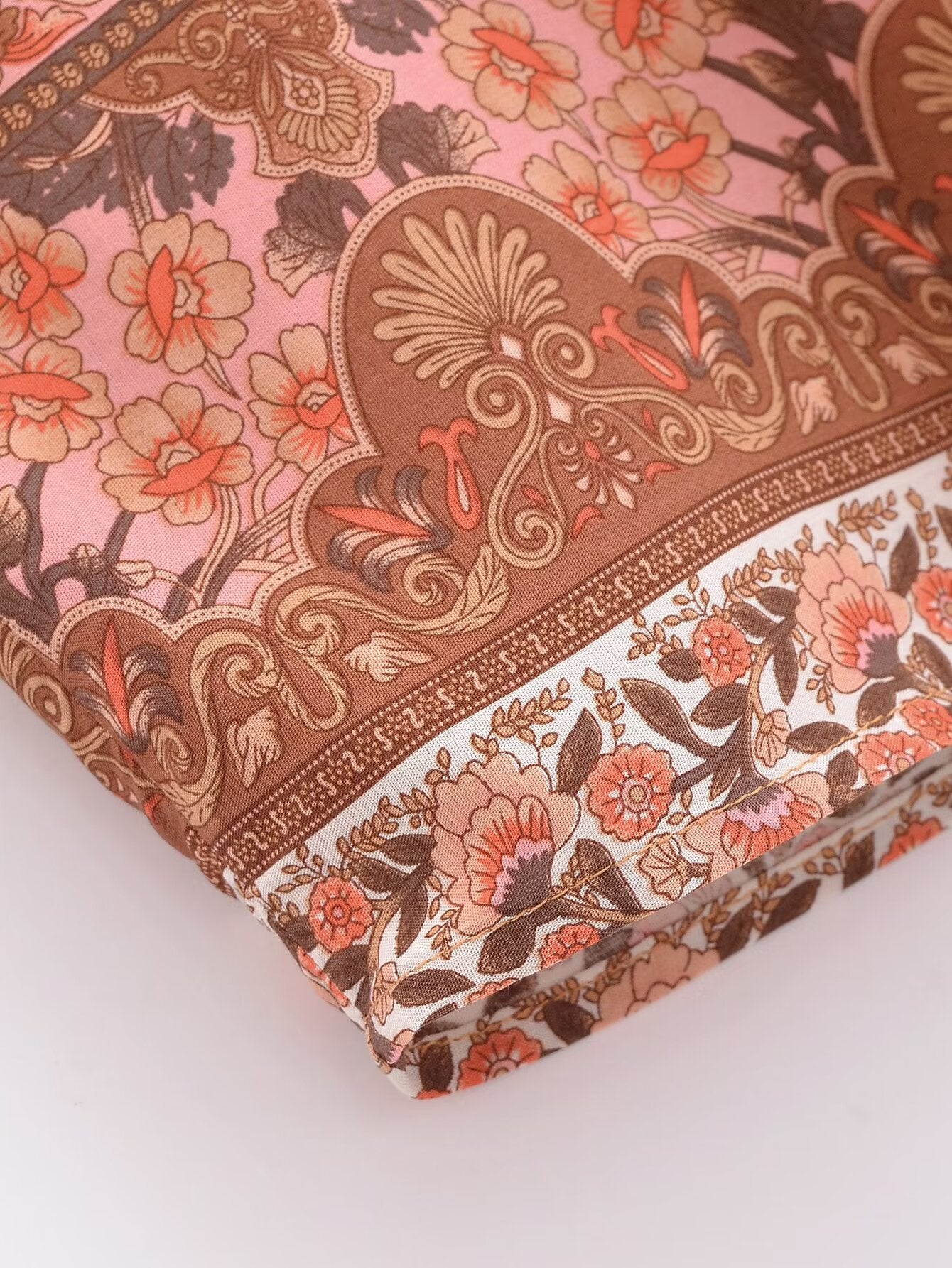 Rayon Bedruckter Cardigan Lockere Ärmel Kurzer Kimono zum Schnüren