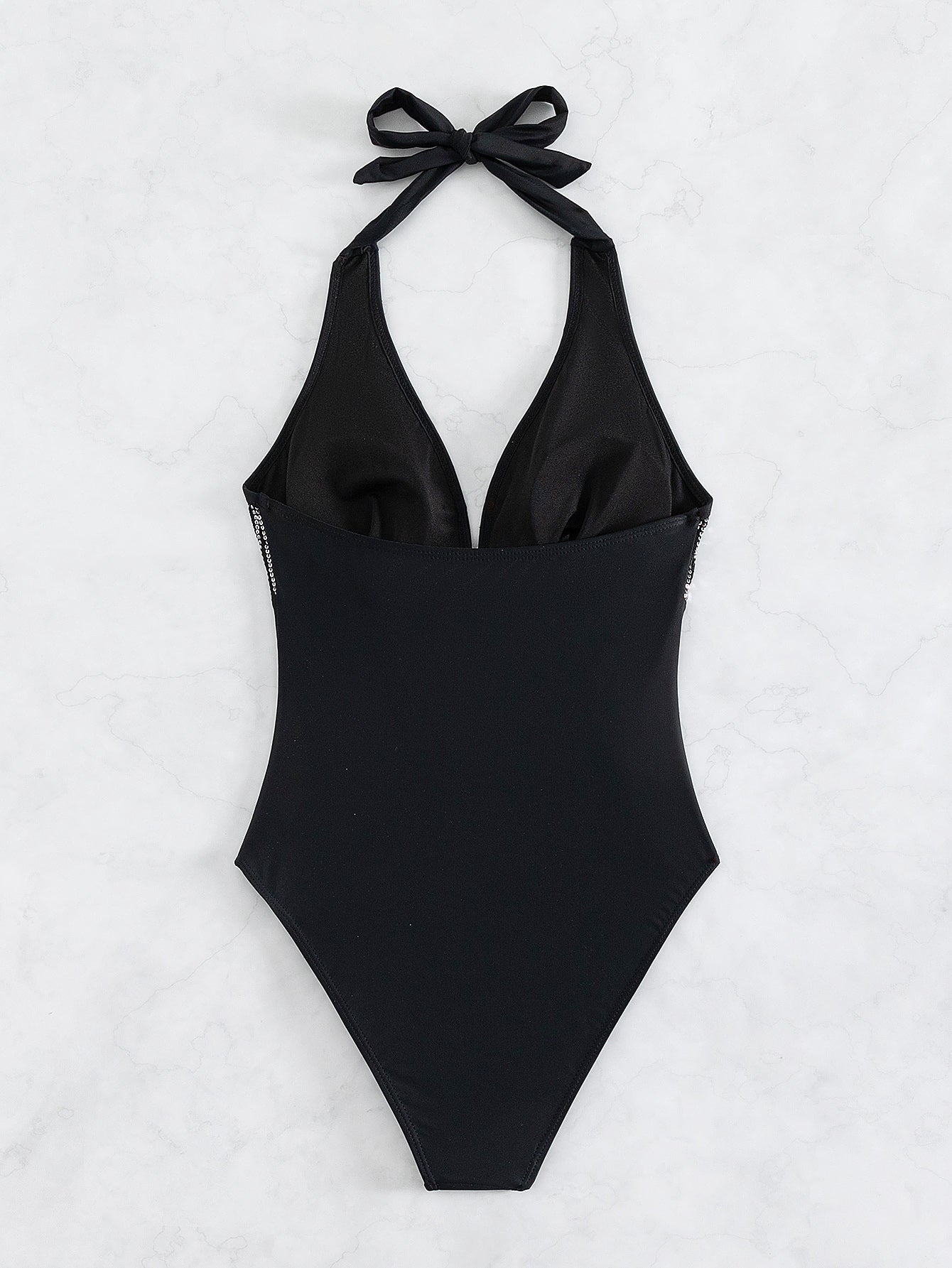 Damen One-Piece-Badeanzug Neckholder Pailletten Sexy Rückenausschnitt Bikini Badeanzug