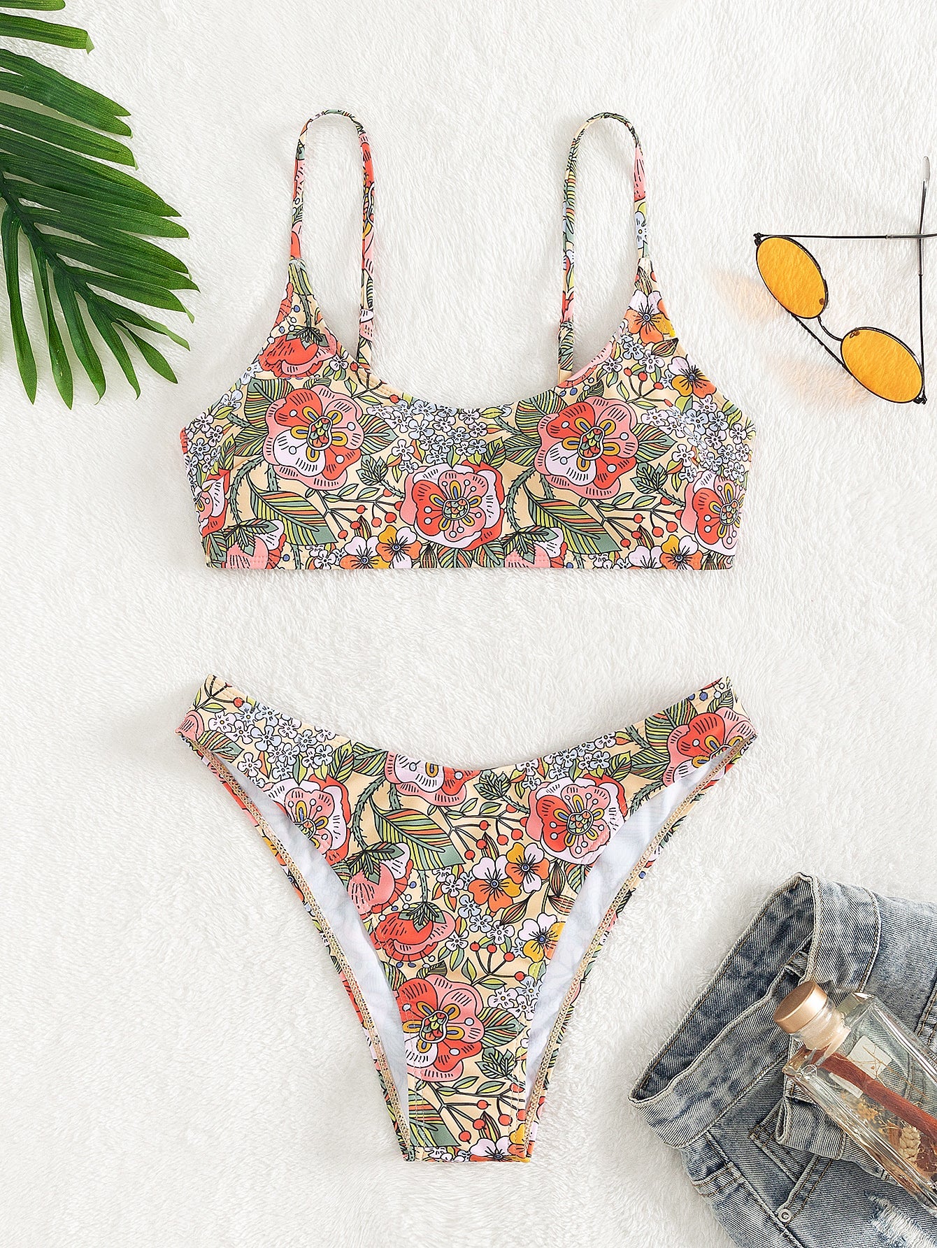 Maillot de bain bikini sexy, haut de tube pour petite poitrine, taille haute, maillot de bain fendu pour femme