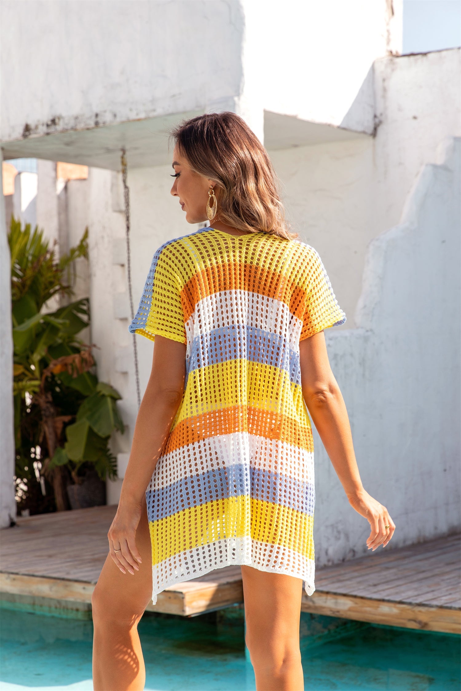 Sommer Damenbekleidung Strandhemd Locker Mehrfarbig Strand-Cover-Up Urlaub Sonnenschutzbekleidung