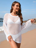 Vêtement de plage en tricot ample et sexy pour femme avec découpes estivales, idéal pour les vacances à la mer