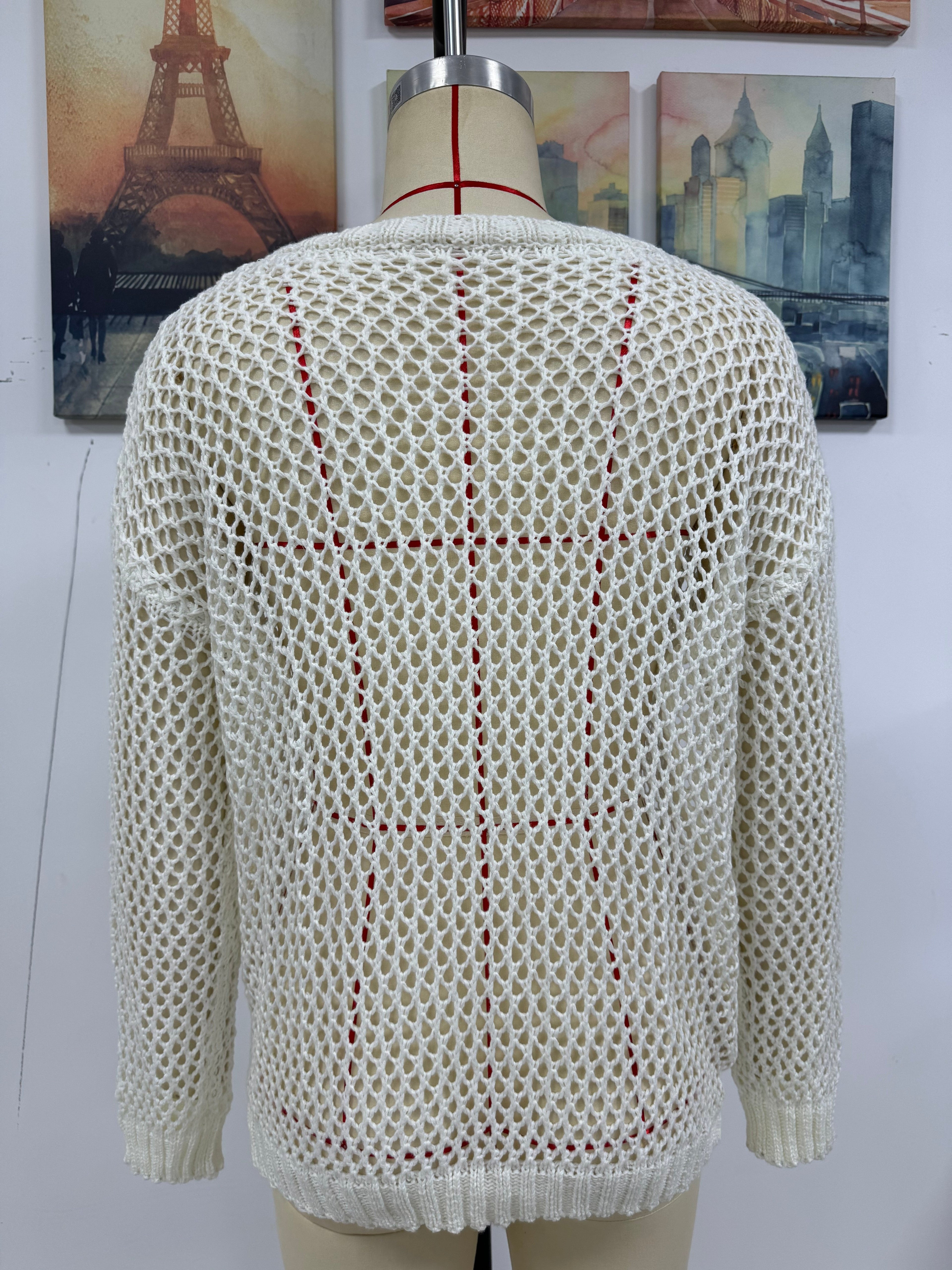 Damen Sommer Rundhals Fünf-Stern-Ausschnitt Sexy Pullover Damen Strickmode