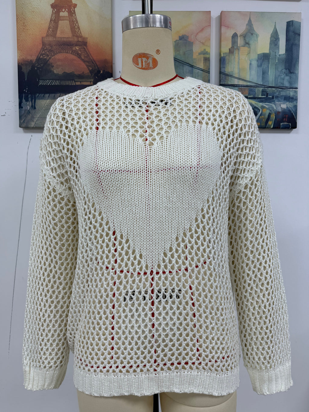 Strick-Sommer-Damen-Rundhals-Strand-Cover-Up-Urlaub-Einfarbig