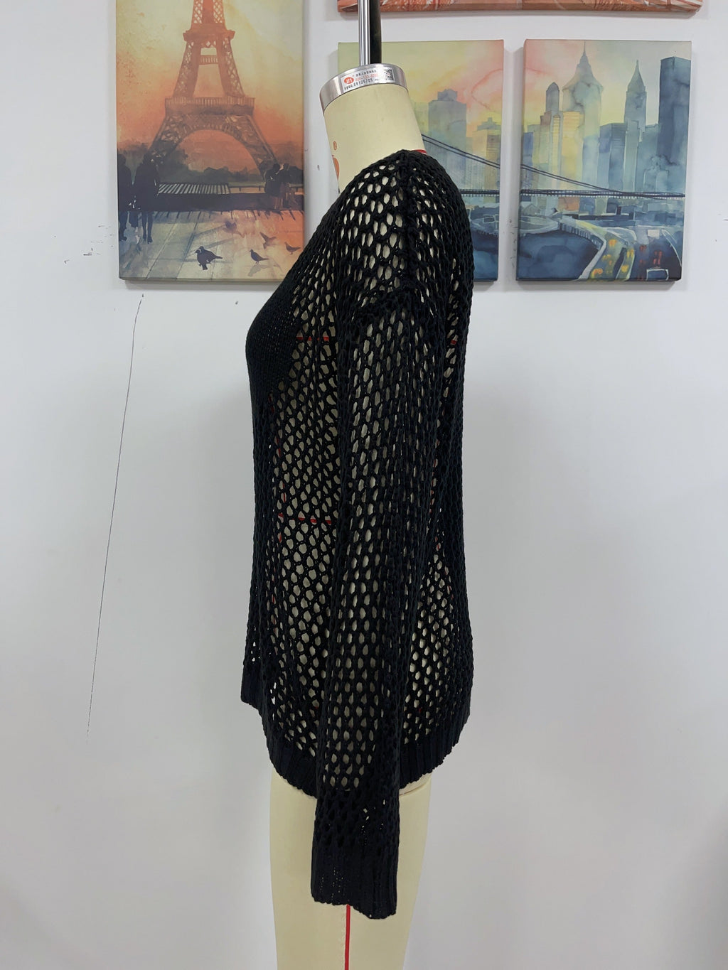 Strick-Sommer-Damen-Rundhals-Strand-Cover-Up-Urlaub-Einfarbig