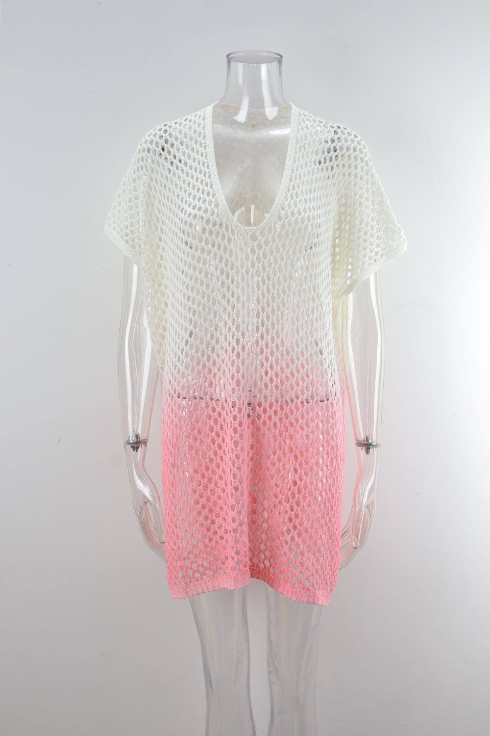 Robe de plage bikini chemisier ajouré coupe-bas teint de couleur colorée pour femmes d'été