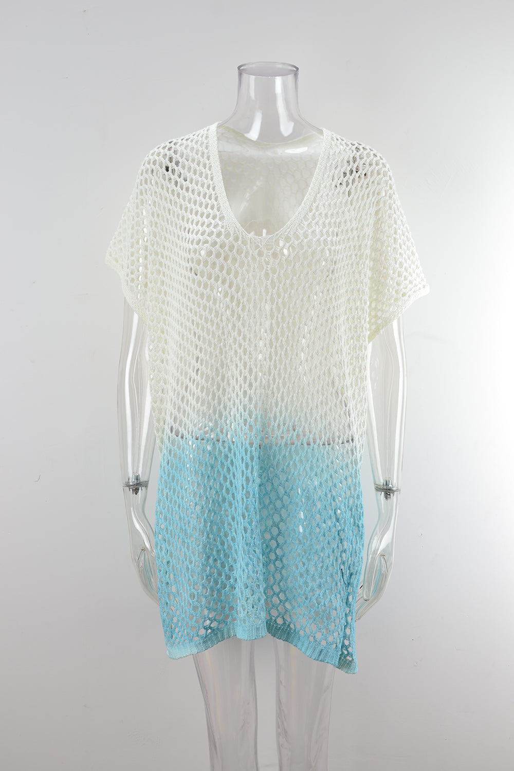 Robe de plage bikini chemisier ajouré coupe-bas teint de couleur colorée pour femmes d'été