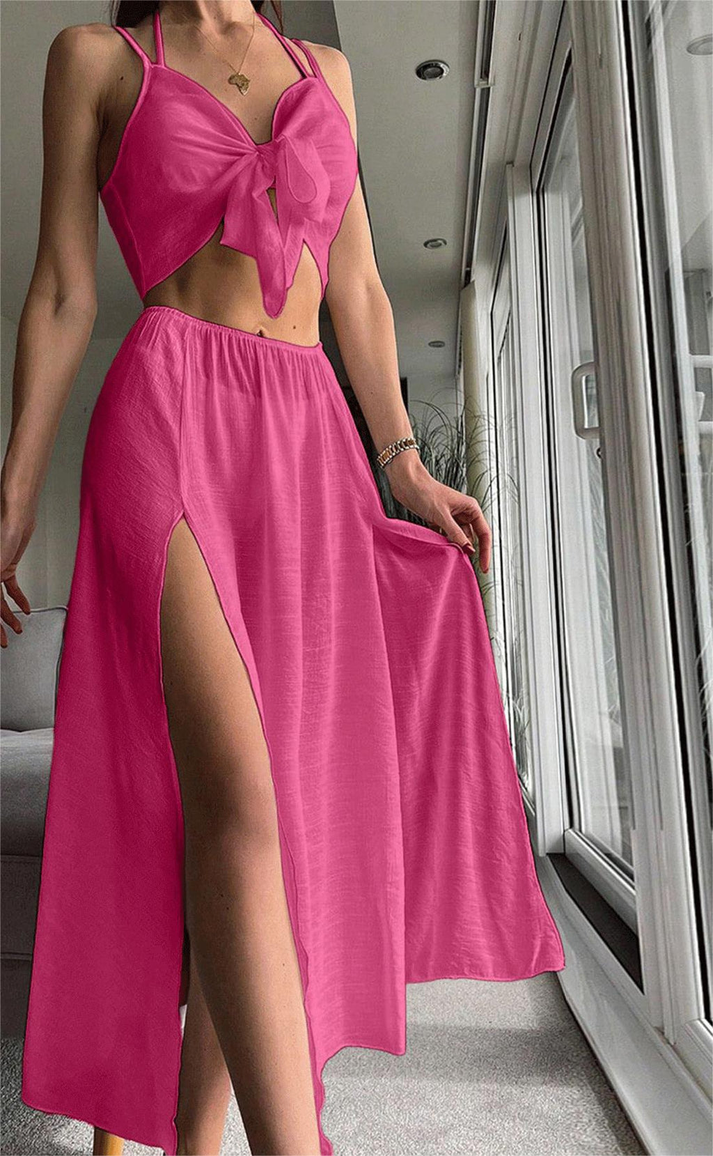 Cache-maillot sexy ensemble deux pièces de plage jupe à bretelles pour femme vacances en bord de mer